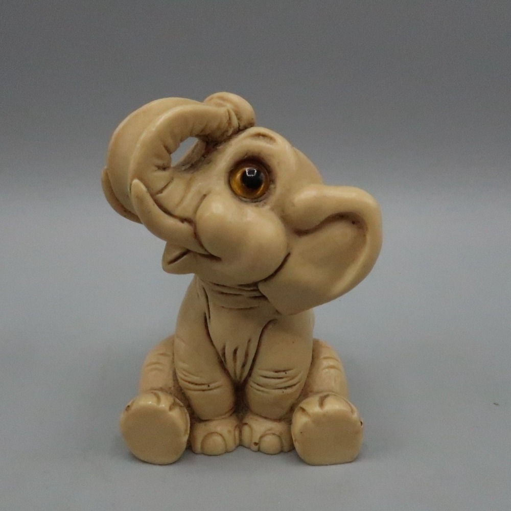 Vintage Norleans England Resin Carved Elephant Figurine Figure 3"